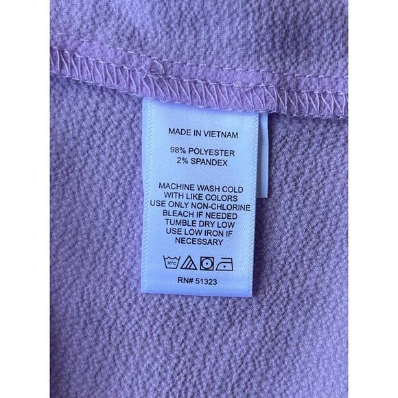 CeCe Ruffle V Neck Button Front Blouse Short Sleeve Purple Top - Medium - Picture 9 of 11